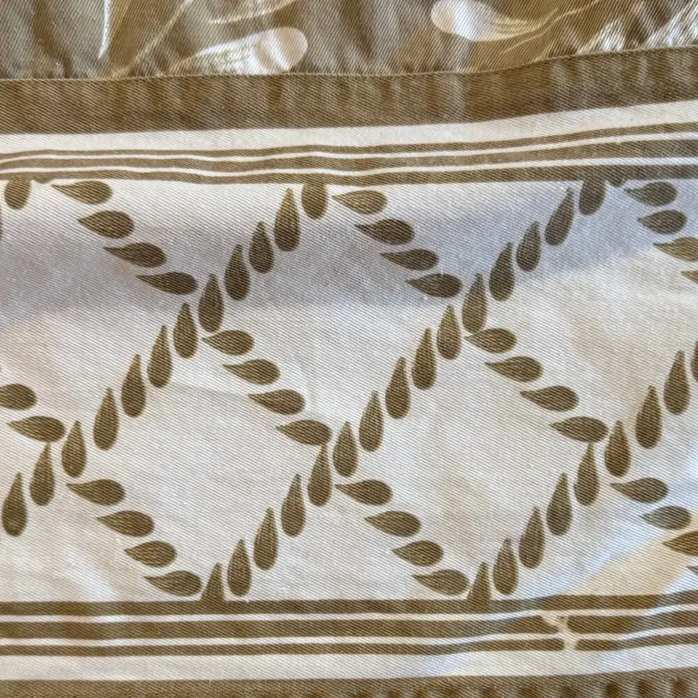 Casa Cristina Cotton Tablecloth Leaves Diamonds Tan White 66x48